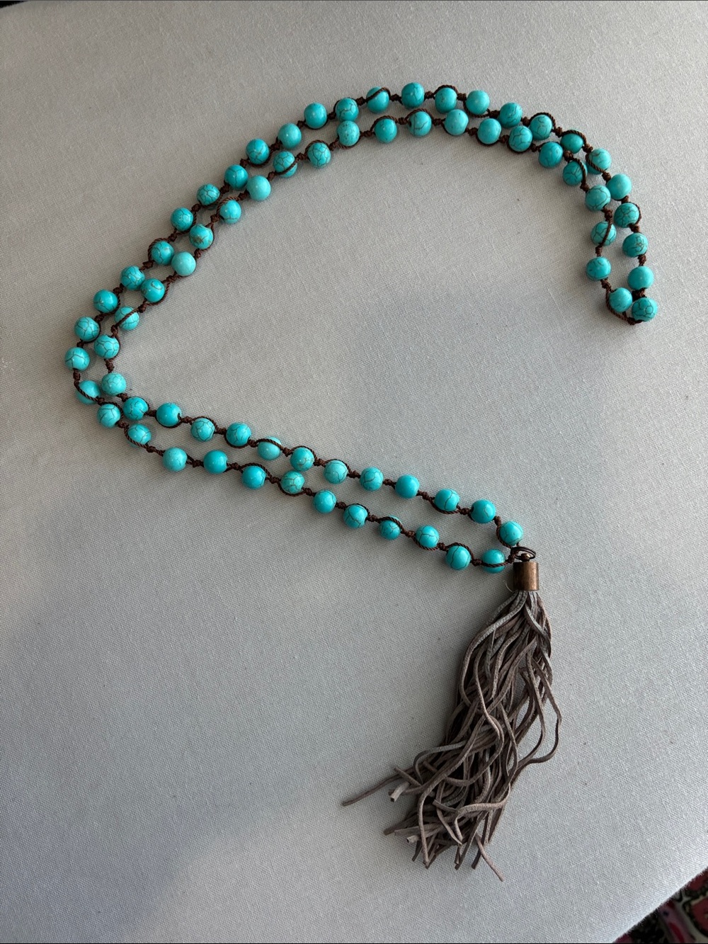 Turquoise Beaded Tassel Necklace - Women Jewelry
